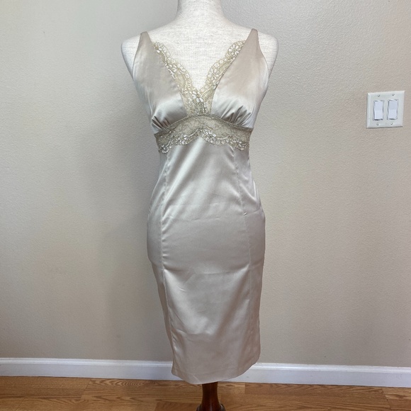 Champagne slip dress made in Paris by E&L NWOT - Picture 2 of 6